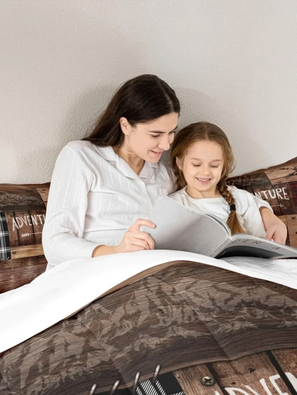 Rustic Cabin Comforter Set Twin Size,Farmhouse Bedding Set Kids Boys Girls Brown